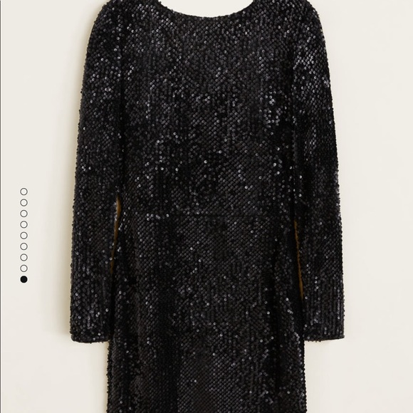 NEW! Mango Black Mini Sequin Dress | Short Shiny Long Sleeve & Stretchy - Picture 5 of 9